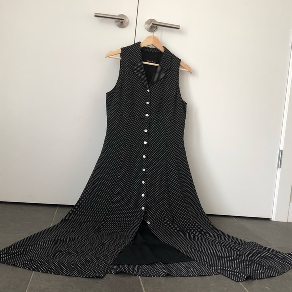 Long Black dress with white spots - Picture 3 of 5